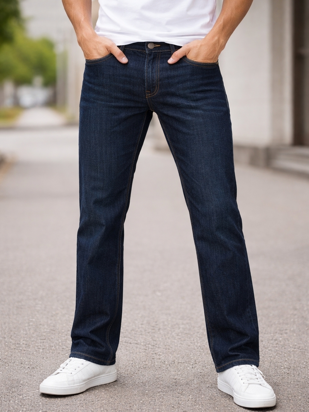 Guess Men's Straight Fit Dark Blue Jeans